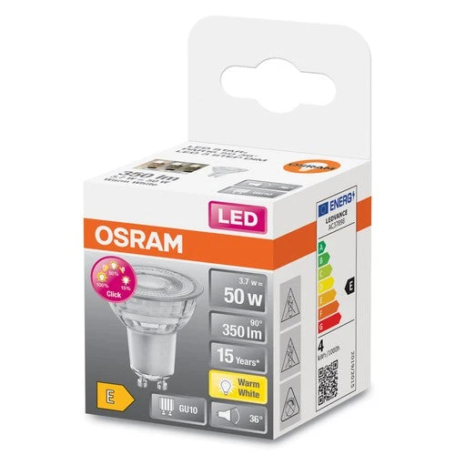 OSRAM LED TRE FASI PAR16 LED Spot Dimmerazione a 3 livelli (ex 50W) 4,5W / 2700K Bianco caldo GU10