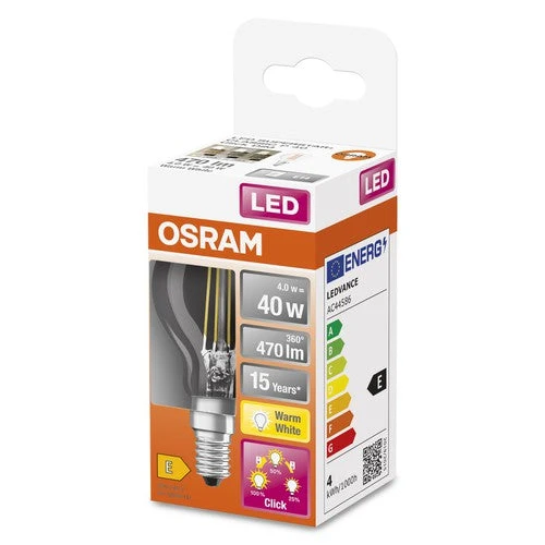OSRAM Classic P LED Lampada dimmerabile a tre livelli (ex 40W) 4W / 2700K Bianco caldo E14
