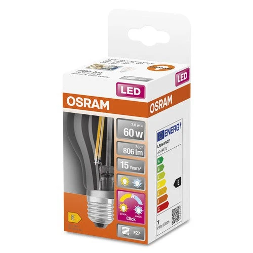 OSRAM LED RELAX e ACTIVE Classic A LED Lampada Regolabile Bianco (ex 60W) 7W / 2700-4000K E27