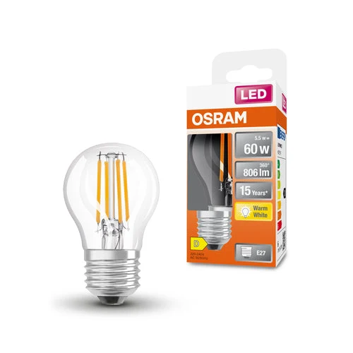 OSRAM LED Retrofit Classic P LED Lampadina (ex 60W) 6W / 2700K Bianco caldo E27