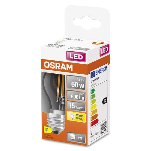 OSRAM LED Retrofit Classic P LED Lampadina (ex 60W) 6W / 2700K Bianco caldo E27