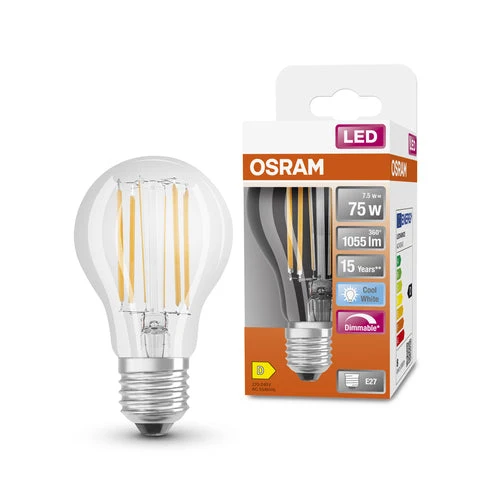 OSRAM Retrofit Classic A LED Lampadina dimmerabile (ex 75W) 9W / 4000K Bianco freddo E27