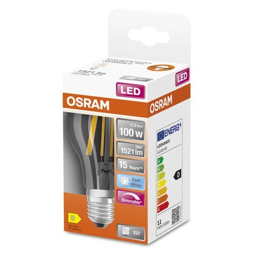 OSRAM Retrofit Classic A LED Lampadina dimmerabile (ex 100W) 12W / 4000K Bianco freddo E27