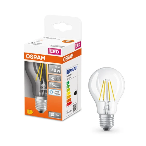 OSRAM LED Retrofit Classic A Lampada chiara (ex 40W) 4,5W / 6500K Bianco freddo E27