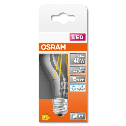OSRAM LED Retrofit Classic A Lampada chiara (ex 40W) 4,5W / 6500K Bianco freddo E27