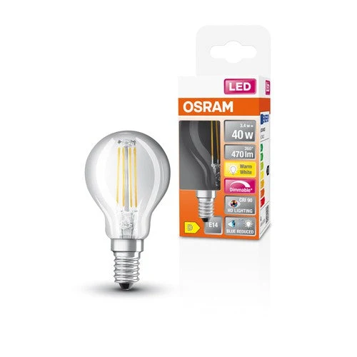 OSRAM LAMPADA LED FILAMENTO LED SUPERSTAR+ CL P FIL 40 dim 3,4W/940 E14 CRI90 BOX, Bianco caldo