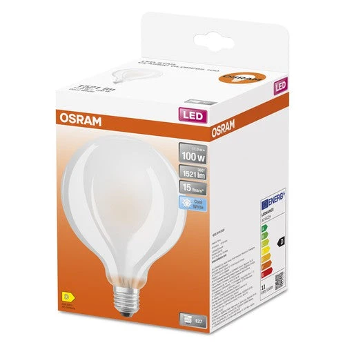 OSRAM LED Retrofit CLASSIC GLOBE95 Lampada opaca (ex 100W) 11W / 4000K Bianco freddo E27