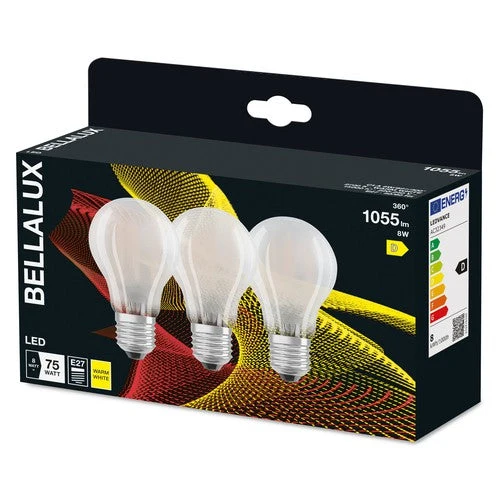 Lampada LED BELLALUX per attacco E27, vetro opaco, bianco caldo (2700K), 1055 lumen, ricambio per lampadine convenzionali da 75 W, non dimmerabile, confezione da 3
