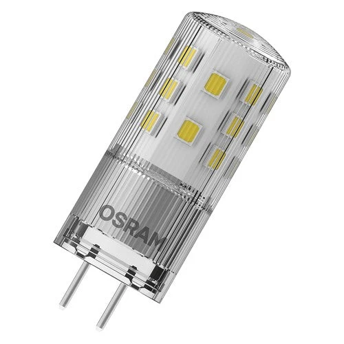 OSRAM LED lampadina a spillo PIN 12V chiara (ex 40W) 4W / 2700K bianco caldo GY6.35