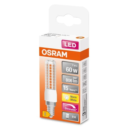OSRAM LED SPECIAL T SLIM Lampada dimmerabile chiara (ex 60W) 7W / 2700K Bianco caldo E14