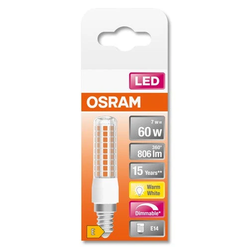 OSRAM LED SPECIAL T SLIM Lampada dimmerabile chiara (ex 60W) 7W / 2700K Bianco caldo E14