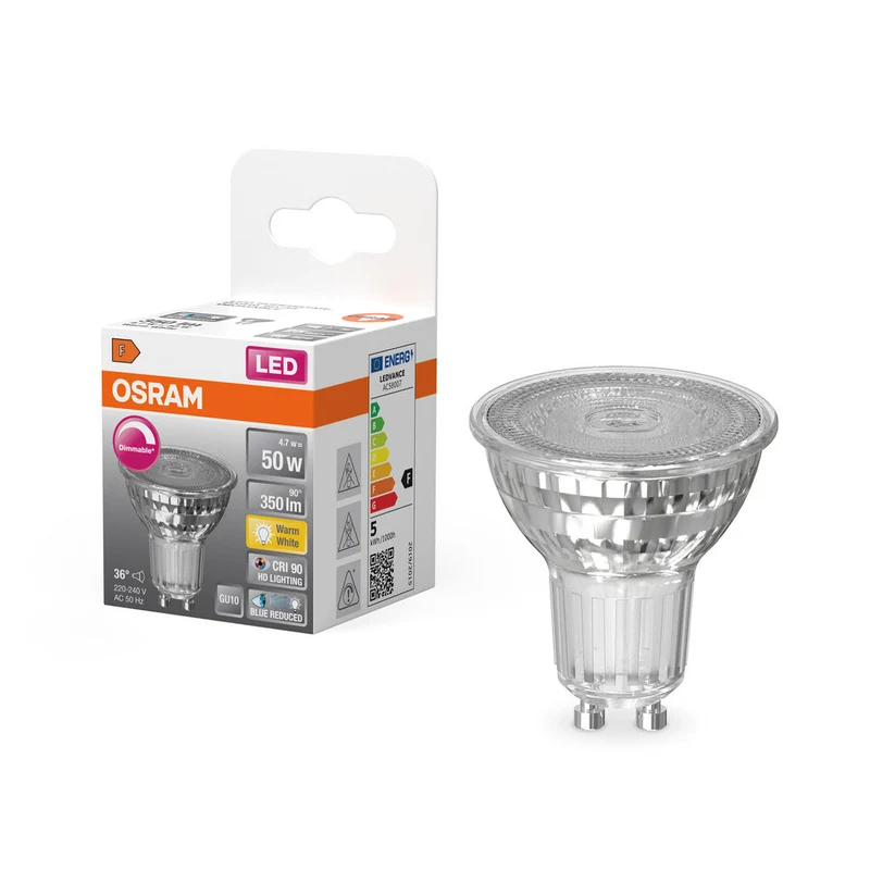 OSRAM Lampada Riflettore LED Dimmerabile LED SUPERSTAR + spot PAR16 GL 50 DIM 4,7W/927 CRI90 GU10, Bianco Caldo