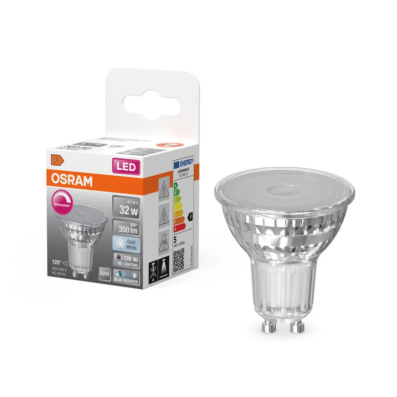 OSRAM Lampada Riflettore LED Dimmerabile LED SUPERSTAR + spot PAR16 GL 32 DIM 4,1W/940 CRI90 GU10, Bianco Freddo