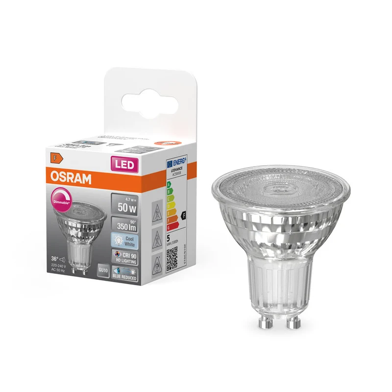 OSRAM Lampada Riflettore LED Dimmerabile LED SUPERSTAR + spot PAR16 GL 50 DIM 4,7W/940 GU10 CRI90, Bianco freddo