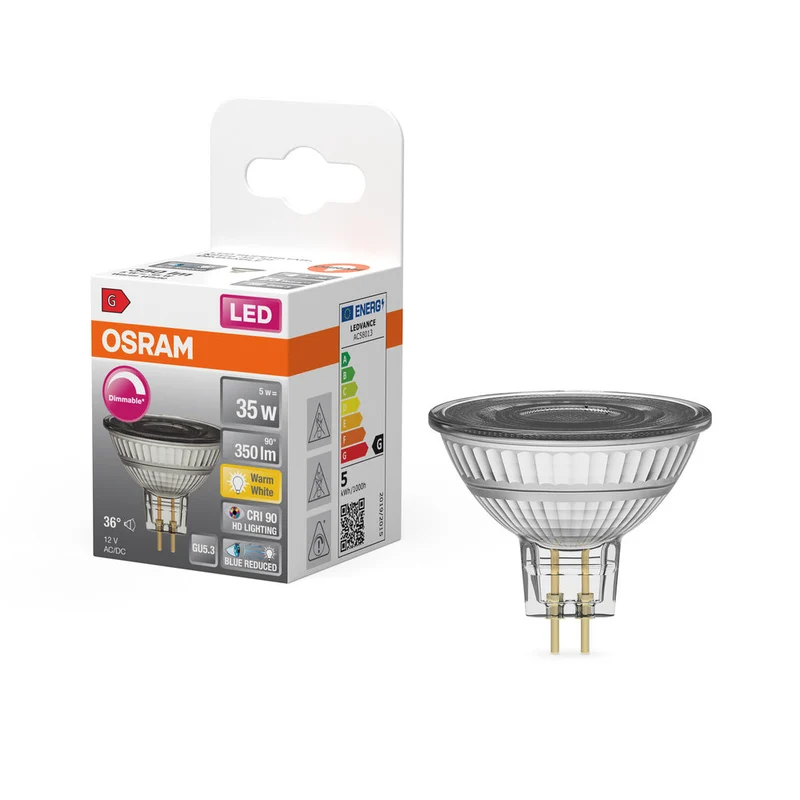 OSRAM Lampada Riflettore LED Dimmerabile LED SUPERSTAR + spot MR16 GL 35 DIM 5W/927 GU5.3 CRI90, Bianco Caldo