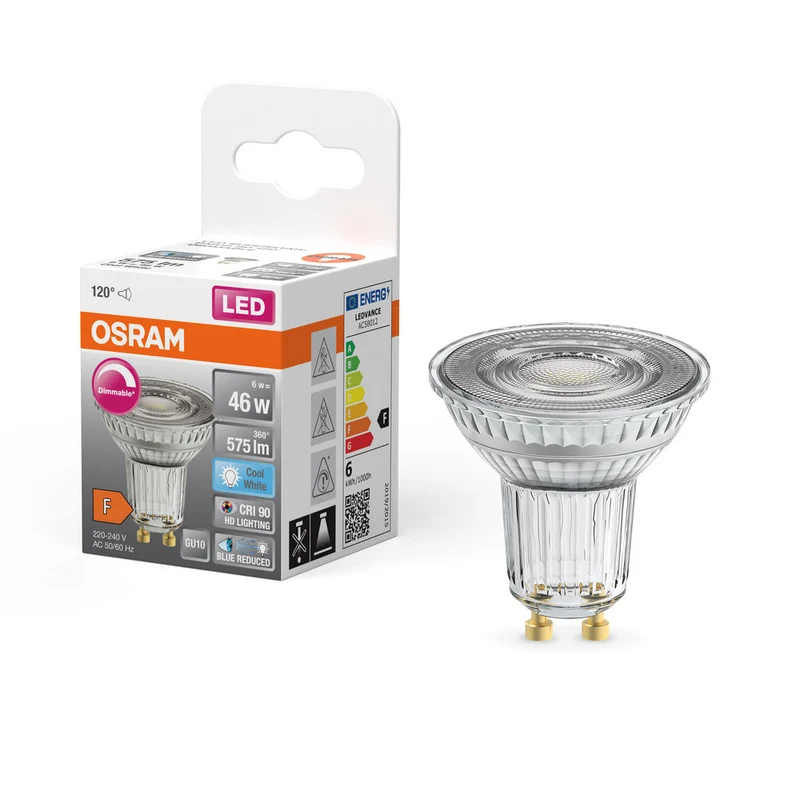 OSRAM Lampada Riflettore LED Dimmerabile LED SUPERSTAR + spot PAR16 GL 46 DIM 6,7W/940 CRI90 GU10, Bianco Freddo