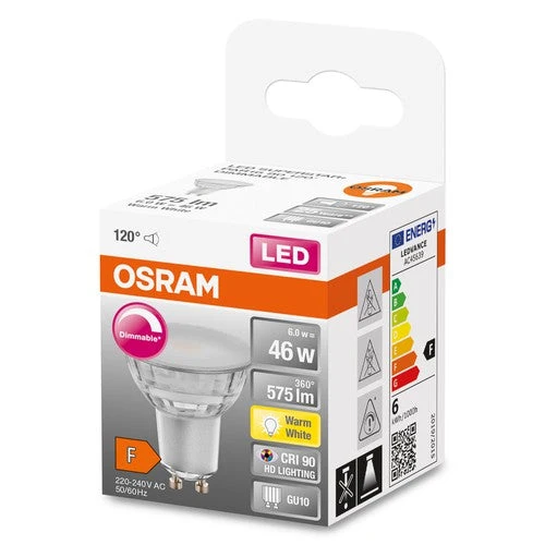OSRAM Lampada Riflettore LED Dimmerabile LED SUPERSTAR + spot PAR16 GL 46 DIM 6,7W/927 CRI90 GU10, Bianco Caldo