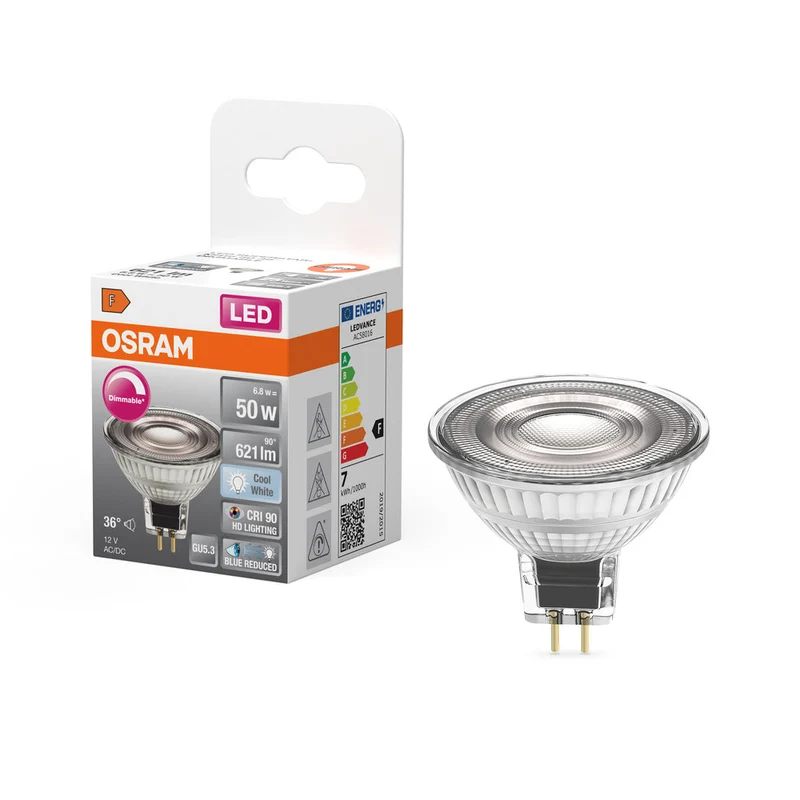 OSRAM Lampada Riflettore LED Dimmerabile LED SUPERSTAR + spot MR16 GL 50 DIM 6.8W/940 CRI90 GU5.3, Bianco Freddo