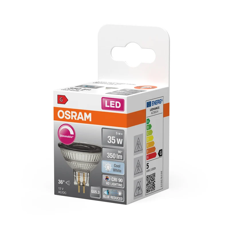 OSRAM Lampada Riflettore LED Dimmerabile LED SUPERSTAR + spot MR16 GL 35 DIM 5W/940 CRI90 GU5.3, Bianco Freddo