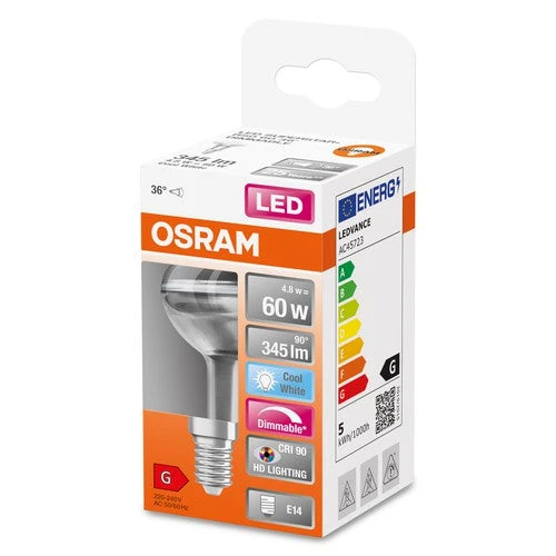 OSRAM Lampada Riflettore LED Dimmerabile LED SUPERSTAR + spot R50 GL 60 DIM 4,8W/940 E14 CRI90 BOX, Bianco freddo
