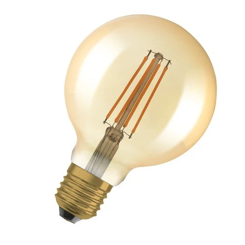OSRAM lampadina LED dimmerabile GLOBE95 6.5W filamento E27 vintage 1906 oro, confezione da 2, E27