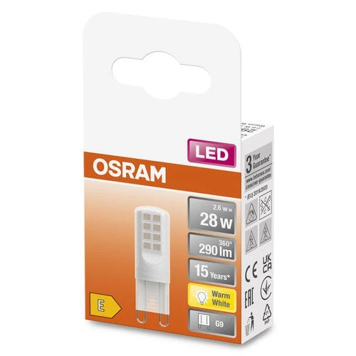 OSRAM LED lampadina a spillo PIN G9 con attacco retrofit G9 2.6W, bianco caldo