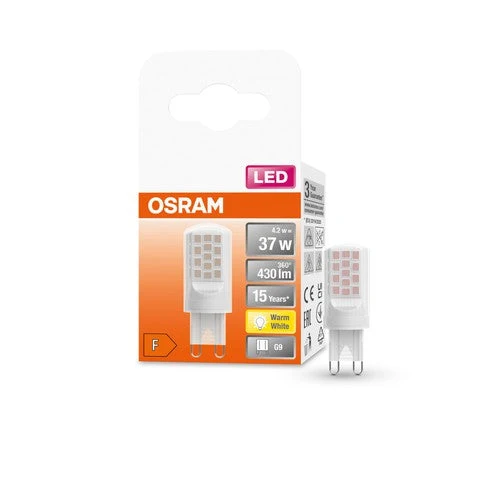 OSRAM LED lampadina a spillo PIN G9 con attacco retrofit G9 3.8W, bianco caldo