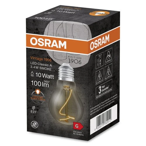 OSRAM Vintage 1906 Lampadina LED Classic A, Tinta Fumo, 3,4W, 100lm