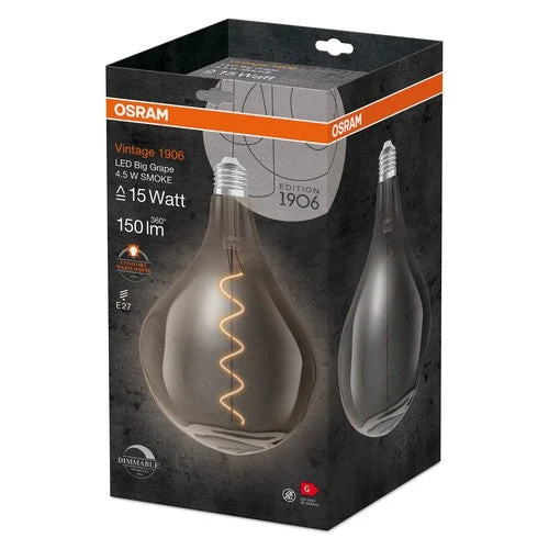 OSRAM Vintage 1906 Lampadina LED, Tinta Fumo, 4,5W, 150lm, Bianco Caldo, E27