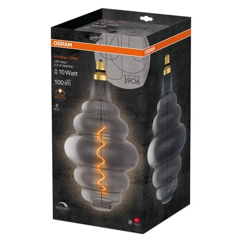 OSRAM Vintage 1906 Lampadina LED, Tinta Fumo, 4,8W, 100lm, Bianco Caldo, E27