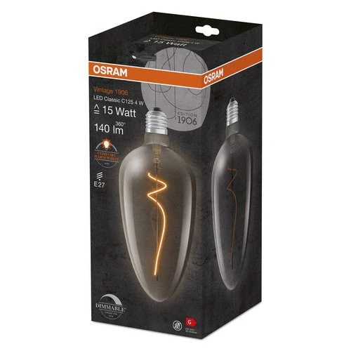 OSRAM Vintage 1906 Lampadina LED, tonalità fumo, 4W, 140lm, bianco caldo, E27