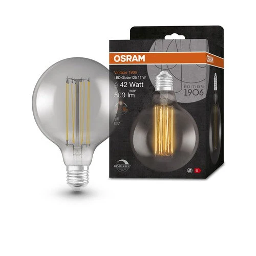 OSRAM Vintage 1906 Lampadina LED, Tinta Fumo, 11W, 500lm, Bianco Caldo, E27