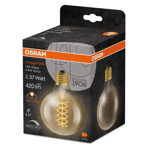 OSRAM Vintage 1906 Lampadina LED, tonalità oro, 4,8W, 420lm, bianco caldo, E27