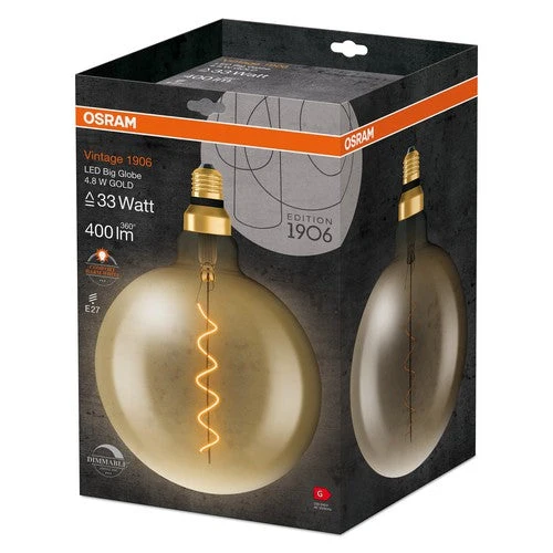 OSRAM Vintage 1906 Lampadina LED, tonalità oro, 4,8W, 400lm, bianco caldo, E27