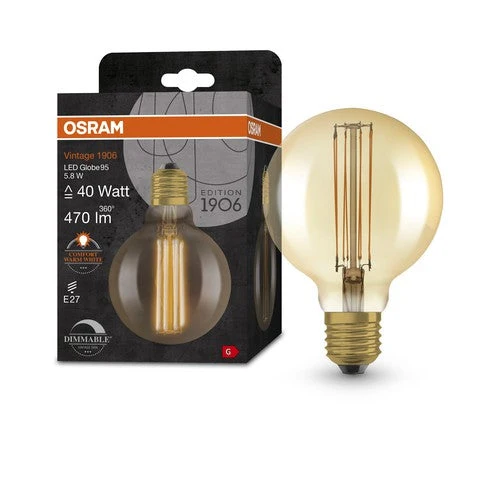 OSRAM Vintage 1906 Lampadina LED, tonalità oro, 5,8W, 470lm, bianco caldo, E27