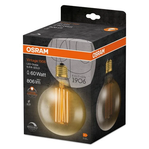 OSRAM Vintage 1906 Lampadina LED, tonalità oro, 8,8W, 806lm, bianco caldo, E27