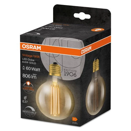 OSRAM Vintage 1906 Lampadina LED, tonalità oro, 8,8W, 806lm