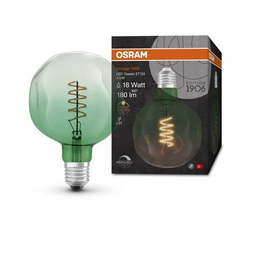 OSRAM Vintage 1906 Lampadina LED, Tinta Verde, 4,5W, 180lm, Bianco Caldo, E27