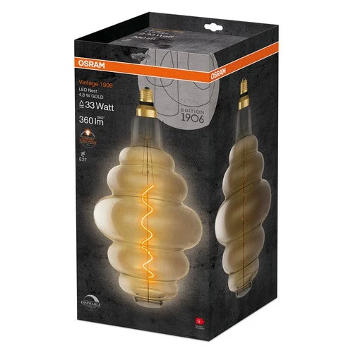 OSRAM Vintage 1906 Lampadina LED, tonalità oro, 4,8W, 360lm, bianco caldo, E27