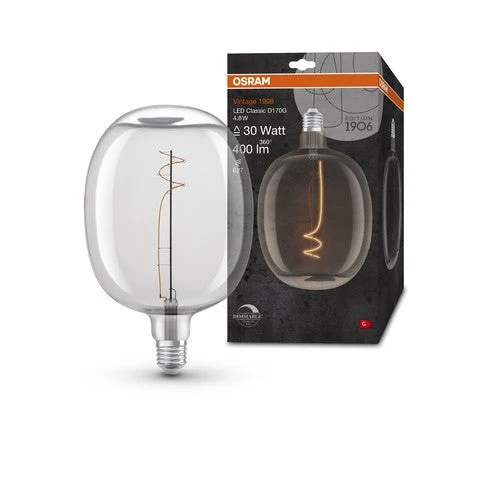 OSRAM Vintage 1906 Lampadina LED, vetro bianco, 4,8W, 400lm, E27, bianco caldo, E27