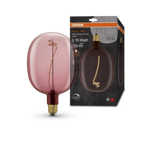 OSRAM Vintage 1906 Lampadina LED, tonalità rosa, 4,5W, 220lm, bianco caldo, E27