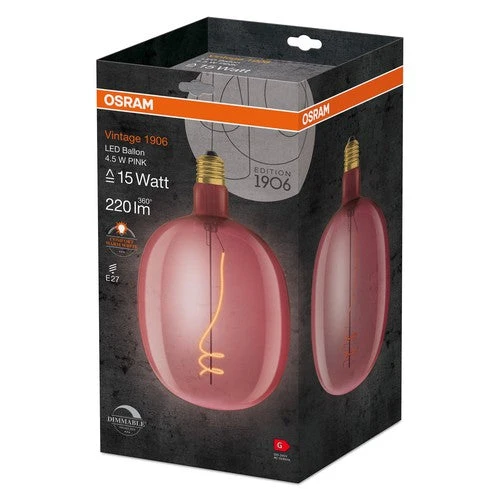 OSRAM Vintage 1906 Lampadina LED, tonalità rosa, 4,5W, 220lm, bianco caldo, E27