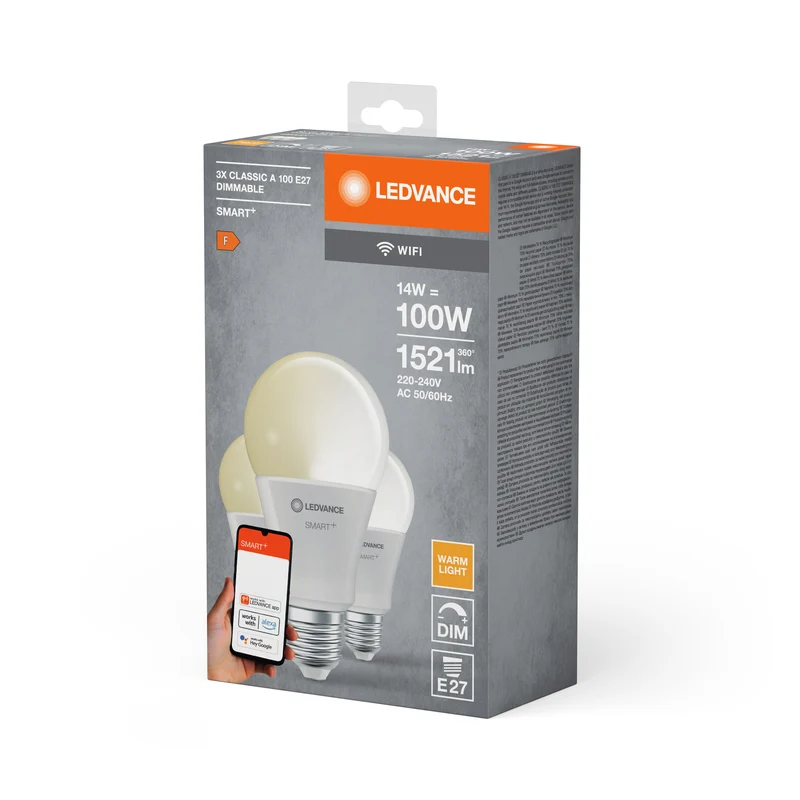 LEDVANCE SMART+ WIFI LED-Lampada, bianca, 14W, 1521lm, confezione da 3