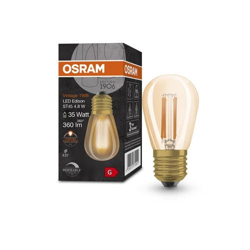 OSRAM Vintage 1906 Lampadina LED, tonalità oro, 4,8W, 360lm, bianco caldo, E27