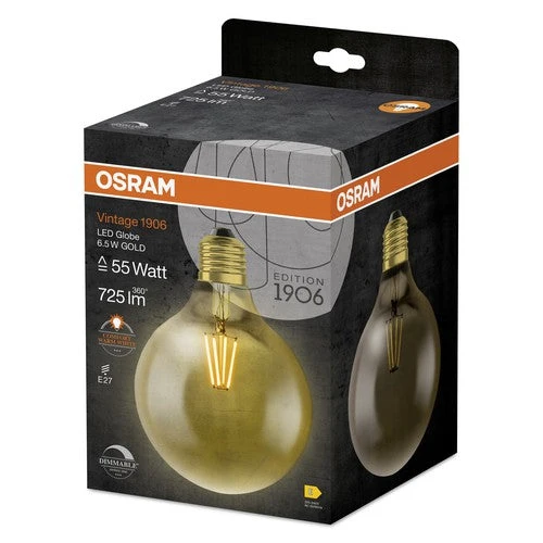 OSRAM Vintage 1906® GLOBE LED Lampada dimmerabile (ex 55W) 7W / 2500K Bianco caldo E27 Ottica oro