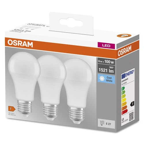 OSRAM LED Base LED Lampada opaca (ex 100W) 13W / 4000K Bianco freddo E27 confezione da 3