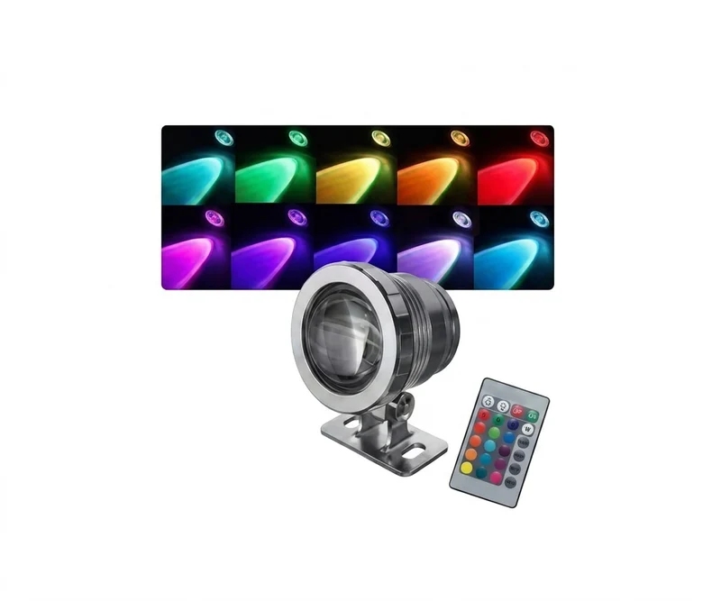 Reflector Proyector Piscina RGB Sumergible IP68 Control Remoto.
