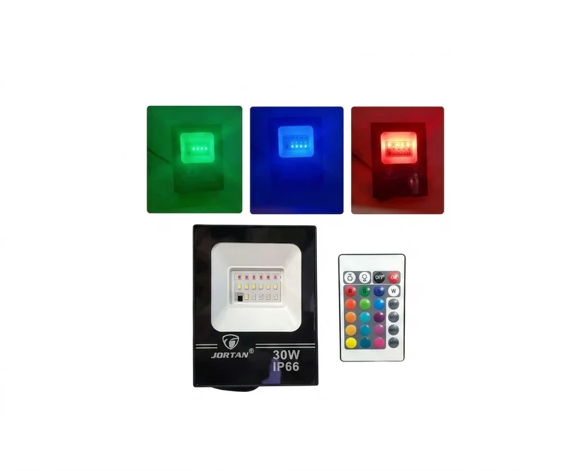 Reflector LED RGB 20W JORTAN Exterior IP66 con Control Remoto