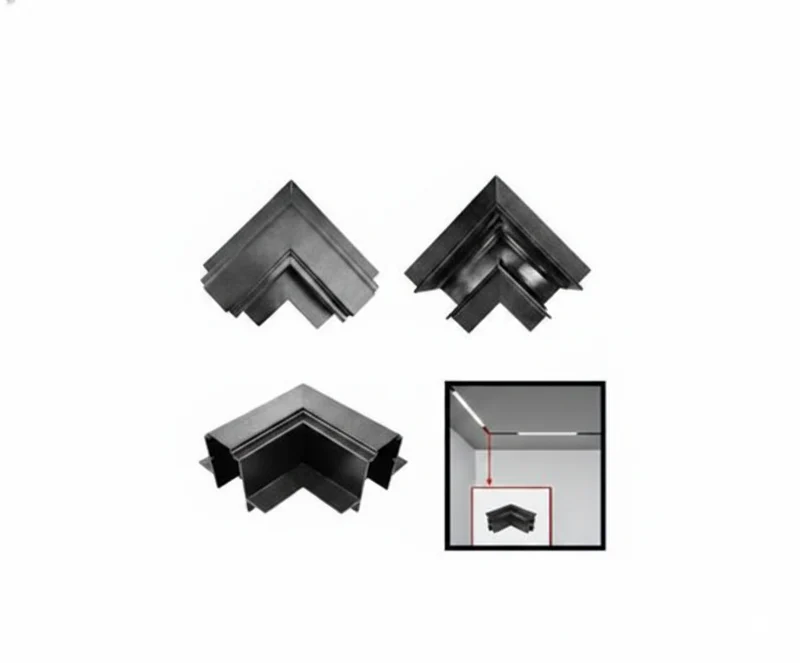 UNIÓN ANGULAR INTERNA RIEL MAGNÉTICO CONECTOR 90° NEGRO MATE