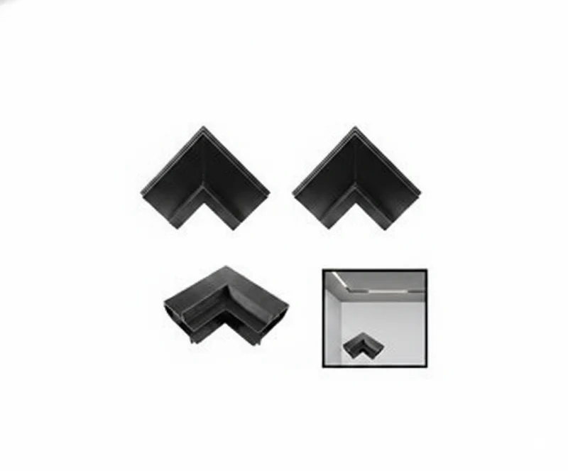 Unión Angular Externa Riel Magnético Conector 90° Negro Mate